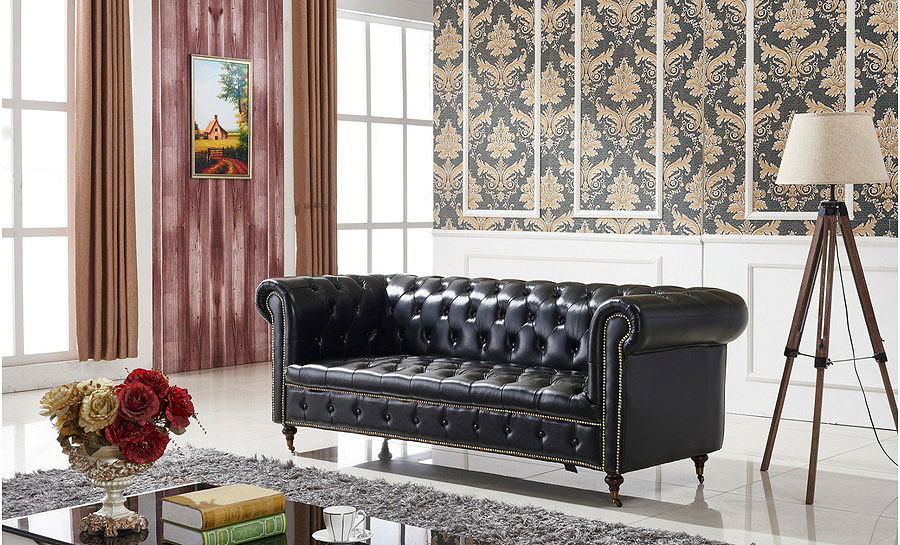 Belly Chesterfield 3 Seater Leather Sofa 
